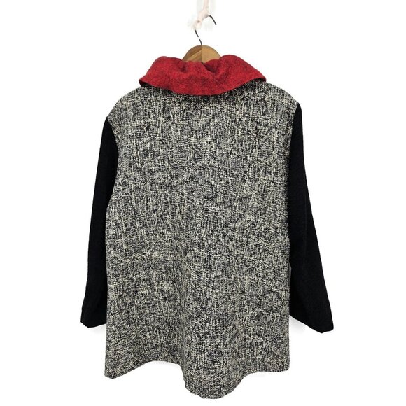 A La Mode by Xiao Artsy Jacket Womens XS Black Red Lagenlook Pocket Button Front - Picture 4 of 5